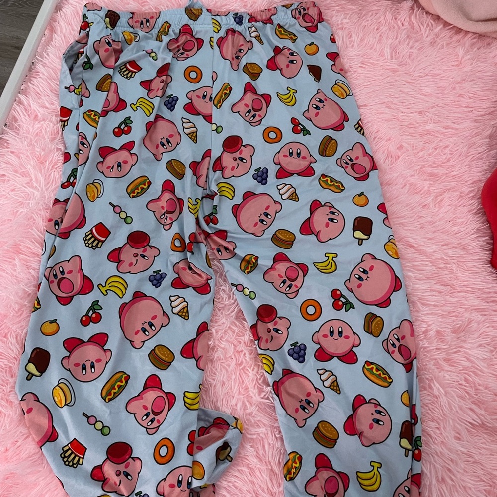 Blue and pink kawaii food Kirby loungewear pants
